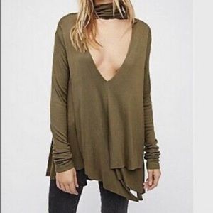 FREE PEOPLE Uptown Turtle Turtleneck Top Army Green sz XS